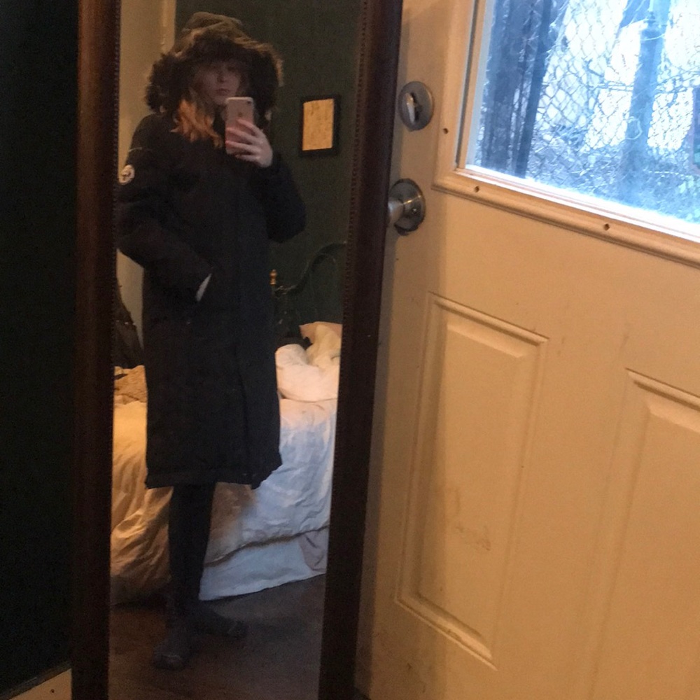 Black winter coat size small, so warm!